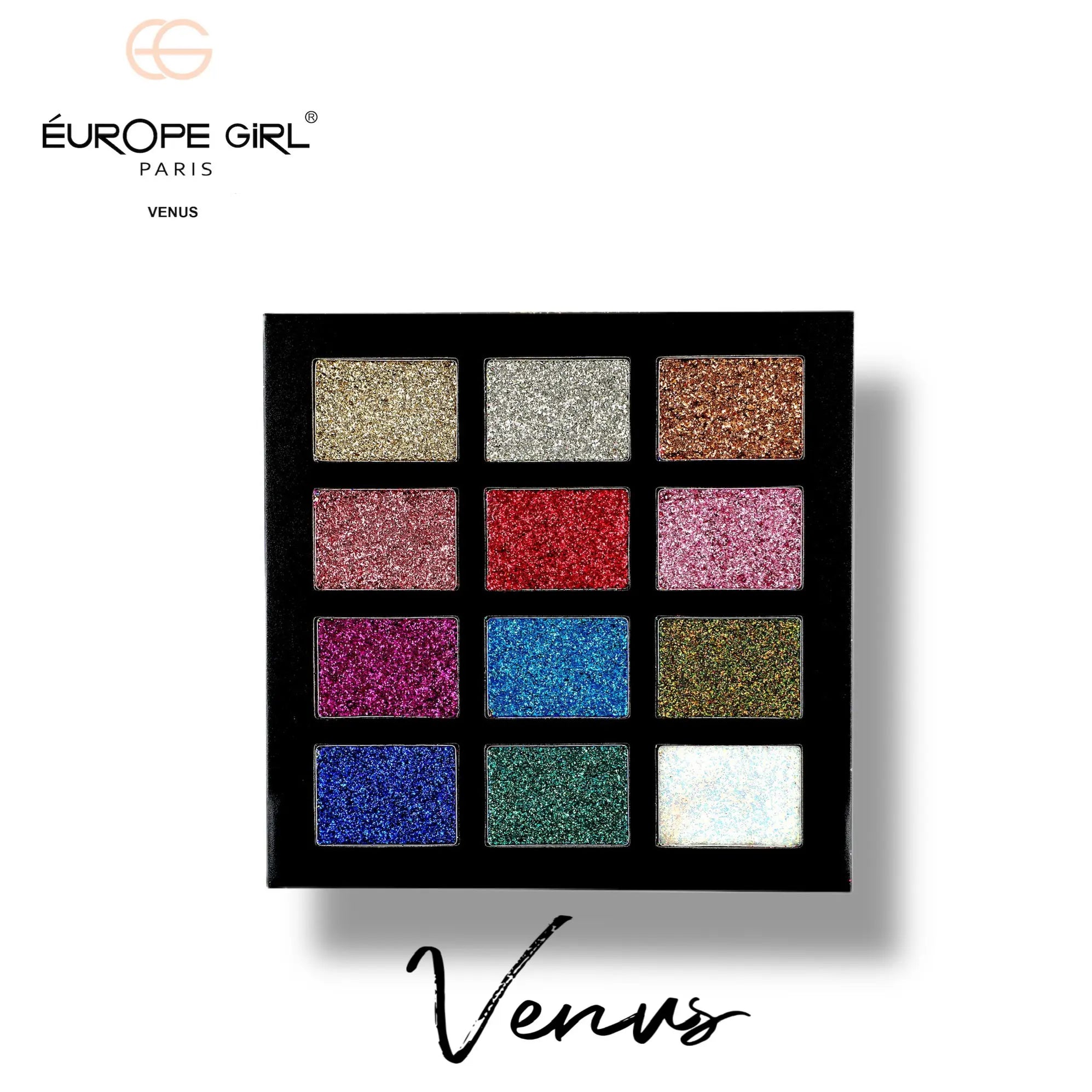 12 Shade Worth The Glow Glitter Palette Venus EuropeGirl Cosmetics