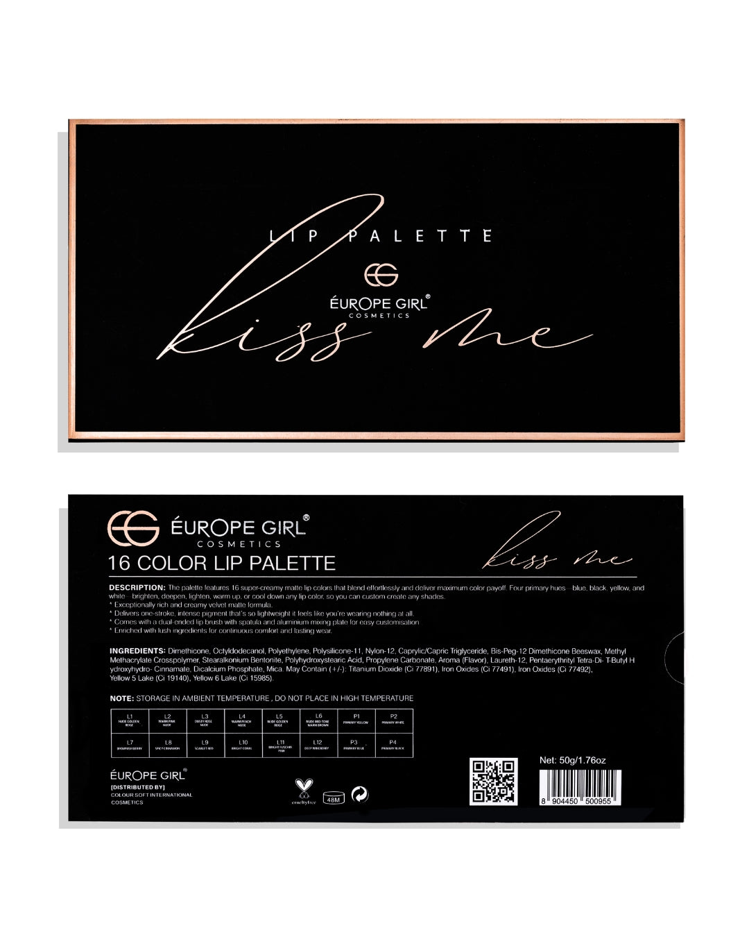 Kiss Me Lip Palette | 16 Creamy Matte Shades
