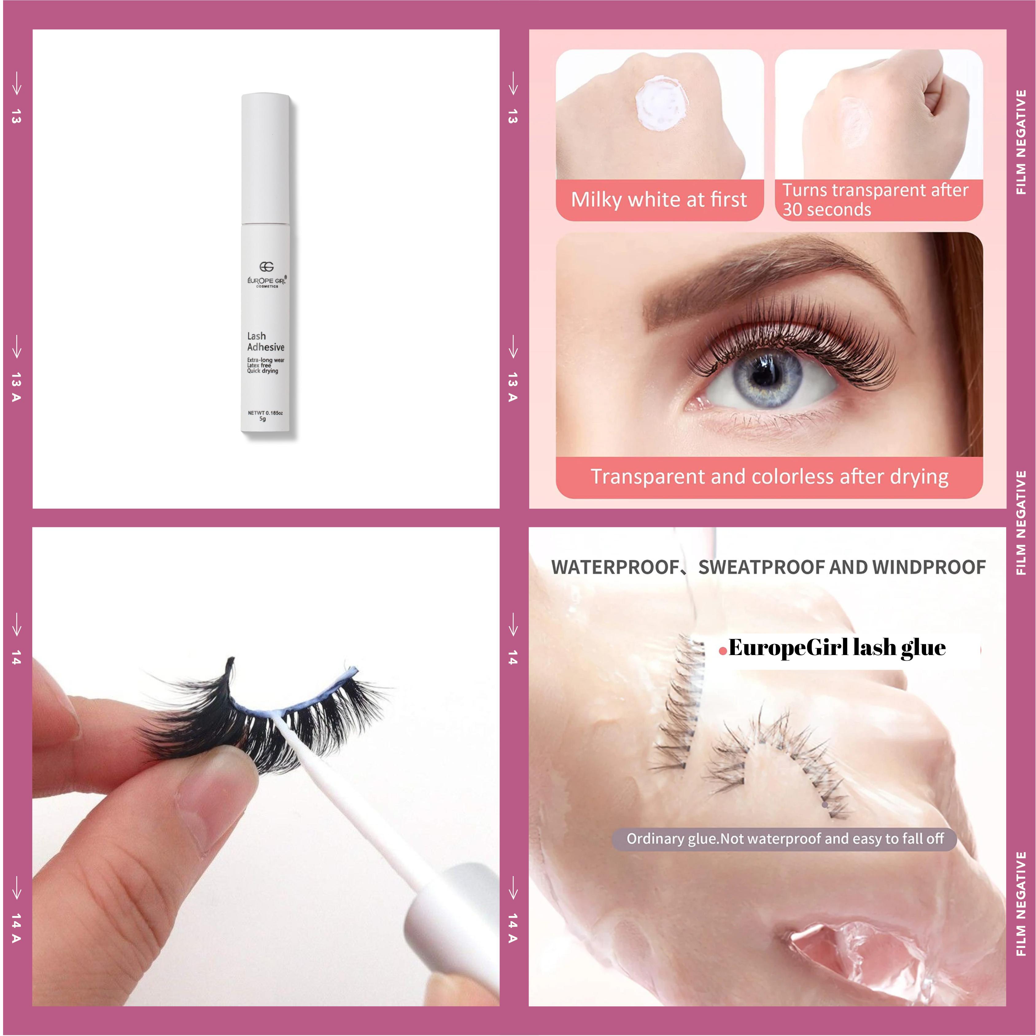 Europe Girl False Eyelash Glue - Lash Adhesive with Strong Hold, Water Proof for Eye Makeup